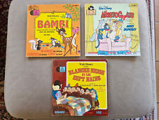 3 disques 45T + livre Vintage Walt Disney Bambi, Les aristochats, blanche neige 