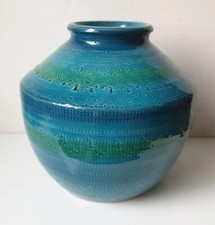 vase 23 cm rimini bleu ceramique aldo londi bitossi Italie vintage faience