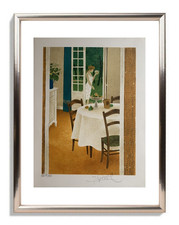 YVES GANNE (1935-2019) LITHOGRAPHIE ORIGINALE SCENE D'INTERIEUR SIGNEE (88)