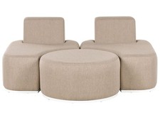 Canapé de Jardin Moderne en Mousse Résistante 2 Places avec Ottoman Pouf à Sécha