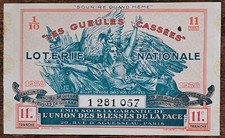 Billet de loterie nationale 1938 11e tranche - Gueules Cassées  1/10 - n°1281057