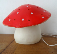 Belle très grande Lampe Veilleuse Vintage Champignon Rouge Heico Germany
