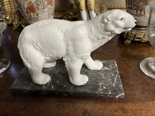Sculpture ours blanc - blanc, en