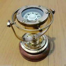 Nautique Compas Ancien Maritime Laiton Gimbled Vintage Domestique Décoratif