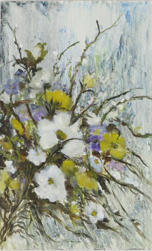 Tableau floral huile sur - tableau,