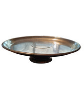 Plat coupe métal argenté ancien grand fruit gâteau