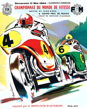 Affiche moto Grand Prix de France 1964 - Retro Racing -12X16/16X20/18X24/24X36