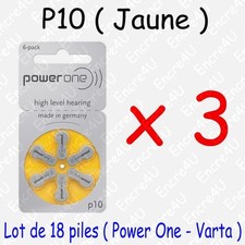 18 piles auditives : JAUNE P10 ( = 3 blisters )