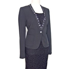 Veste laine noire strass - laine,