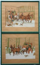 Paire gravures couleurs, E. LE