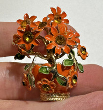 Broche vintage fleurs email - broche,