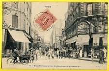 cpa RARE 75 - PARIS Rue MERCOEUR très Animée TRIPORTEUR EPICERIE H. TRUBERT