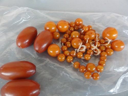 Collier perles bakélite lot - collier,