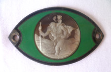 ANCIENNE PETITE PLAQUE AUTOMOBILE ST CHRISTOPHE ARGENT MASSIF ÉMAILLÉ