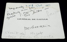 Charles DE GAULLE - carte de visite - Ministère de la culture - annotations
