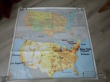  carte scolaire murale géographie ETATS UNIS Canada collection PERNET  HACHETTE 