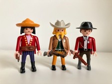 PLAYMOBIL - Western - Ensemble de 3 personnages de cowboys
