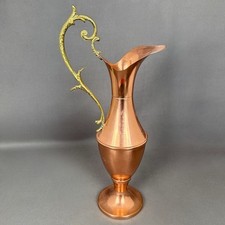 Vase pichet en cuivre Lecellier Villedieu – anse laiton, vintage France