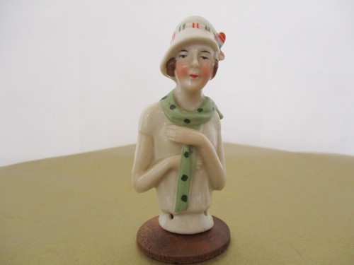 Flapper stripped hat half doll - stripped,