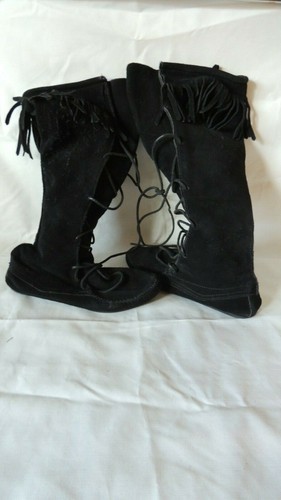 Black tall fringe suede - fringe,