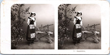 Femme en costume d'Allemagne, Vintage print, ca.1900, Stéréo Tirage vintage