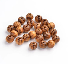 lot de 100 Perles en bois de cyprès 6 mm