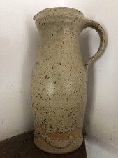 ANCIEN POT EN GRES VERNISSE Signé Déco Cuisine Campagne Vase Carafe 33 Cm