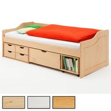 Lit fonctionnel avec rangements 90 x 200 cm pin massif