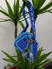 VF.CREATIONS64  ROMY  sac porté épaule en fil à crocheter bleu roi et turquoise 