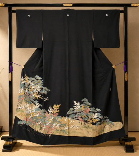 Kimono japonais kurotomesode - kimono,