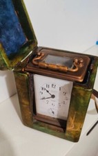 Ancienne Magnifique Pendulette d'Officier en Laiton dans son Écrin de Voyage