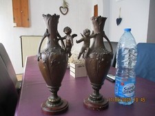 Paire de Cassolettes Régule Aux Putti Art Nouveau