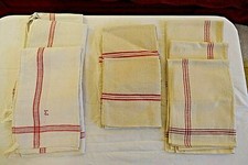 8 Torchons anciens en lin liteau rouge