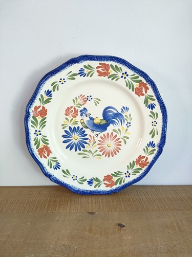 Assiette plate coq floral - plate,