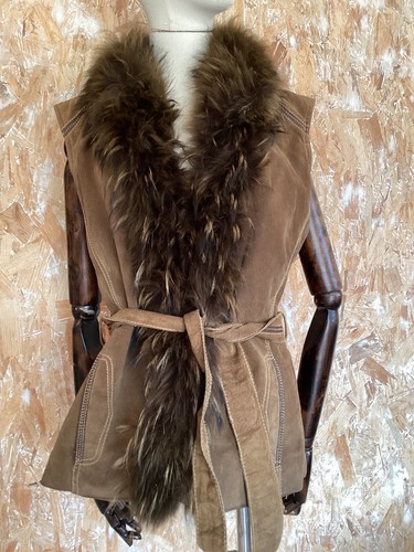 Gilet cuir fourrure - en,