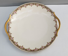 PLAT  A GATEAU   EN PORCELAINE DE LIMOGES RAYNAUD  DECOR FRISE DOREE