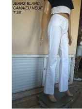 PANTALON JEANS BLANC  CAMAIEU T 38  NEUF