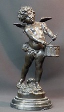 AA jolie statuette sculpture bronze 33cm2.8kg angelot musicien putti chérubin 