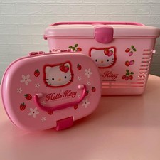 Coffret de rangement panier picnic Hello Kitty plastique fraise Japon rare neuf