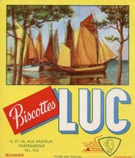 BUVARD PUBLICITAIRE / BISCOTTES LUC / CHATEAUROUX / BATEAUX