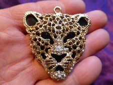 Pendentif panthère en métal strass Doré argenté noir 5.2 cm N° 2537