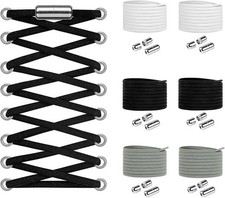 6 paires de lacets élastiques sans nœuds avec fermoir métallique pour chaussures