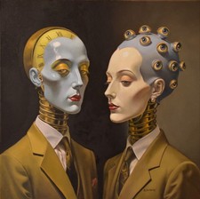 Portraits Surréalistes / Huile sur toile  / Peinture originale signée B. Dumaine