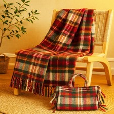 Plaid SWEET Couverture douce bordeaux effet mohair 130x160 avec sac