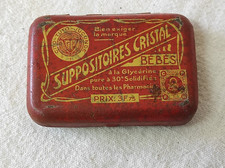 Ancienne Boîte en métal  Suppositoires Cristal  Vide 6 x 4 cm