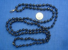 B31 Grand Collier Sautoir Perle Verre Facetté Couleur Jais Lot Bijou ancien XIXe
