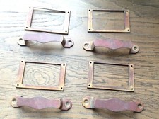 4 Anciennes poignées et porte étiquette bronze ,meuble de metier
