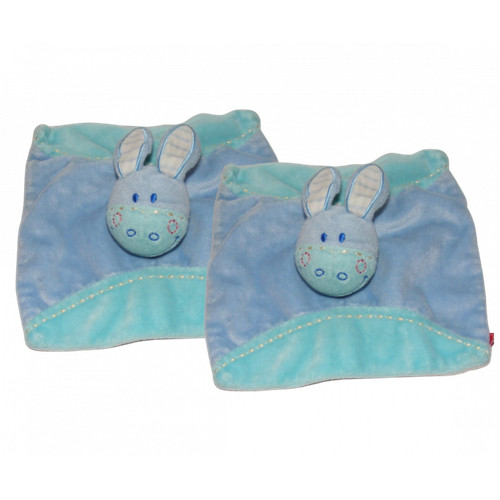 Doudou plat ane - cheval, bleu