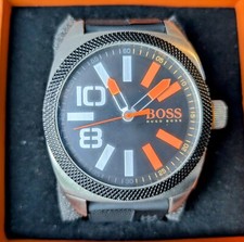 Montre Homme Hugo Boss Orange 1513110 acier et bracelet silicone noir