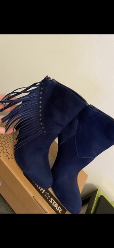 San marina bottines cuir bleu - cuir,